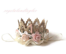 Load image into Gallery viewer, Gold Crown in Ivory, Blush and Peach