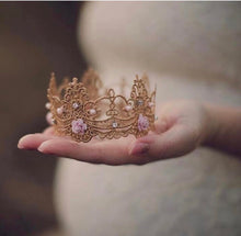 Load image into Gallery viewer, Gold Newborn Lace Crown