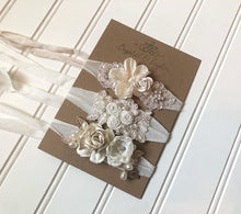 Load image into Gallery viewer, Set of 3 Floral Neutral Tiebacks