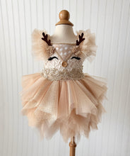 Load image into Gallery viewer, Holly Reindeer Dress, Girl Reindeer Romper