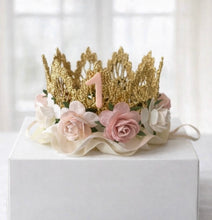 Load image into Gallery viewer, Gold Crown in Ivory, Blush and Peach