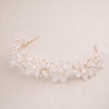 Load image into Gallery viewer, White and Gold Floral Headband