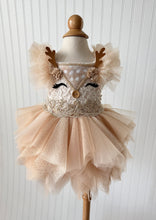 Load image into Gallery viewer, Holly Reindeer Dress, Girl Reindeer Romper