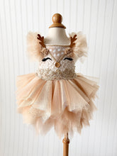 Load image into Gallery viewer, Holly Reindeer Dress, Girl Reindeer Romper