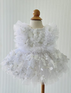White Floral Dress, Pearl Dress