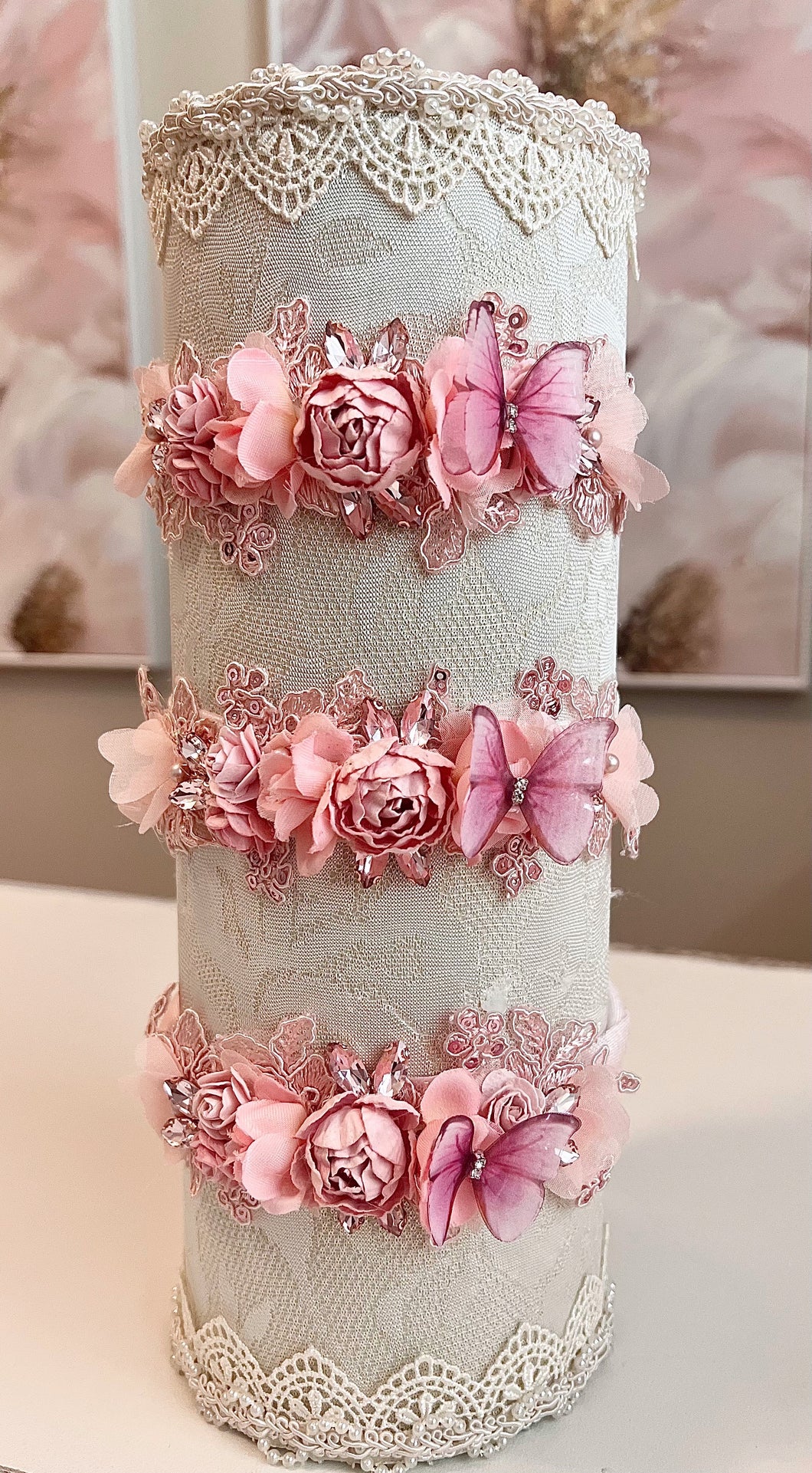 Butterfly Headpiece in Blush and Pink with Rhinestones