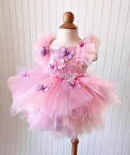 Load image into Gallery viewer, Pink and Lavender Butterfly Romper Dress