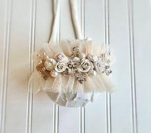 Floral Tulle Tieback in Ivory and Champagne