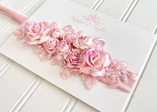 Load image into Gallery viewer, Blush Beaded Floral Tieback