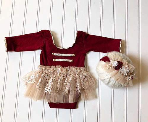 Joy Romper and Tieback in Deep Red