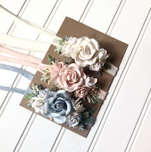 Load image into Gallery viewer, 3 Floral Tiebacks in Blush, Ivory and Light Blue