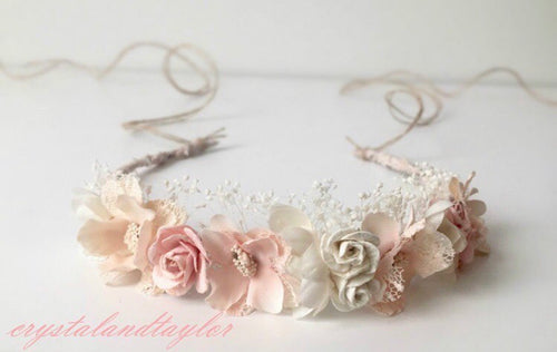 Blush and Ivory Floral Halo