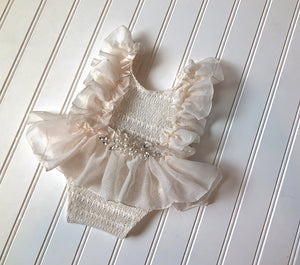 Abigail Ruffle Romper in Ivory