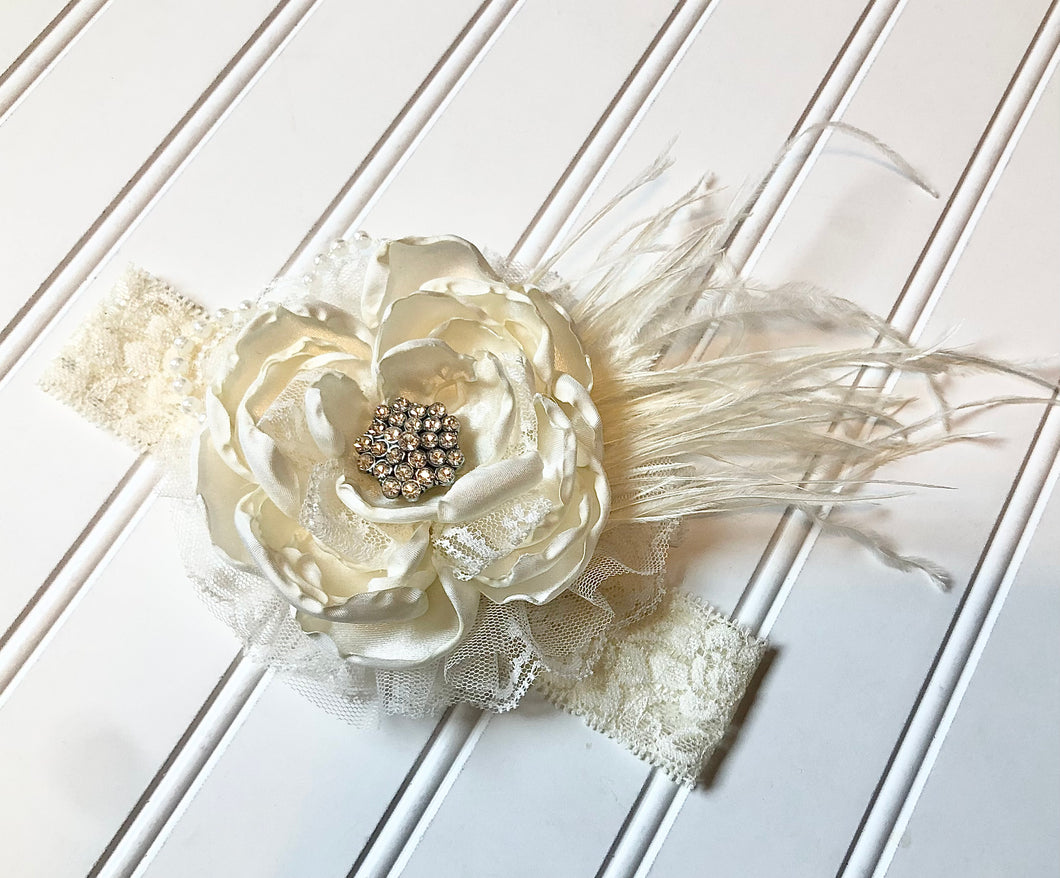 Large Ivory Floral Headband