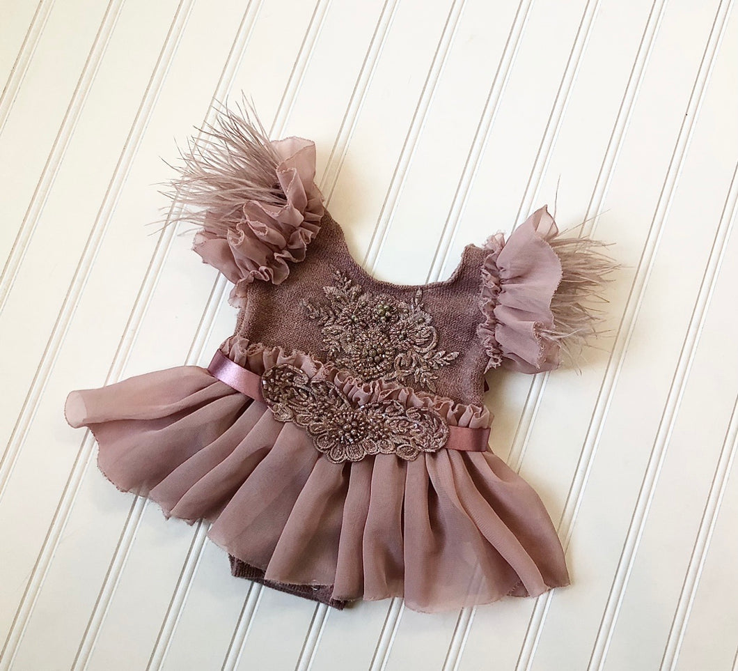 Daphne Romper in Mauve with Belt