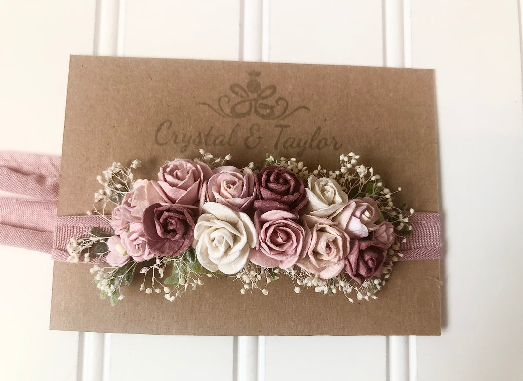 Mauve and Rose Floral Tieback