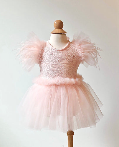 Quinn Tulle Romper in Light Blush