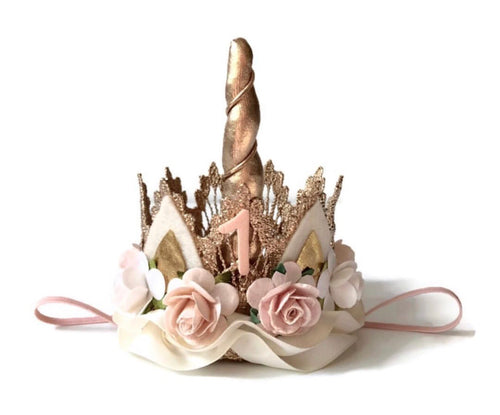 Unicorn Crown in Ivory, Blush and Peach