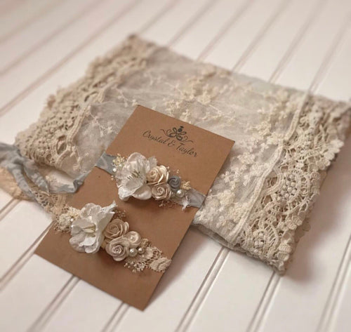 Set of Tiebacks and Lace Wrap