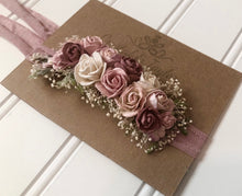 Load image into Gallery viewer, Mauve and Rose Floral Tieback