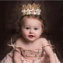Load image into Gallery viewer, Gold Crown in Ivory, Blush and Peach