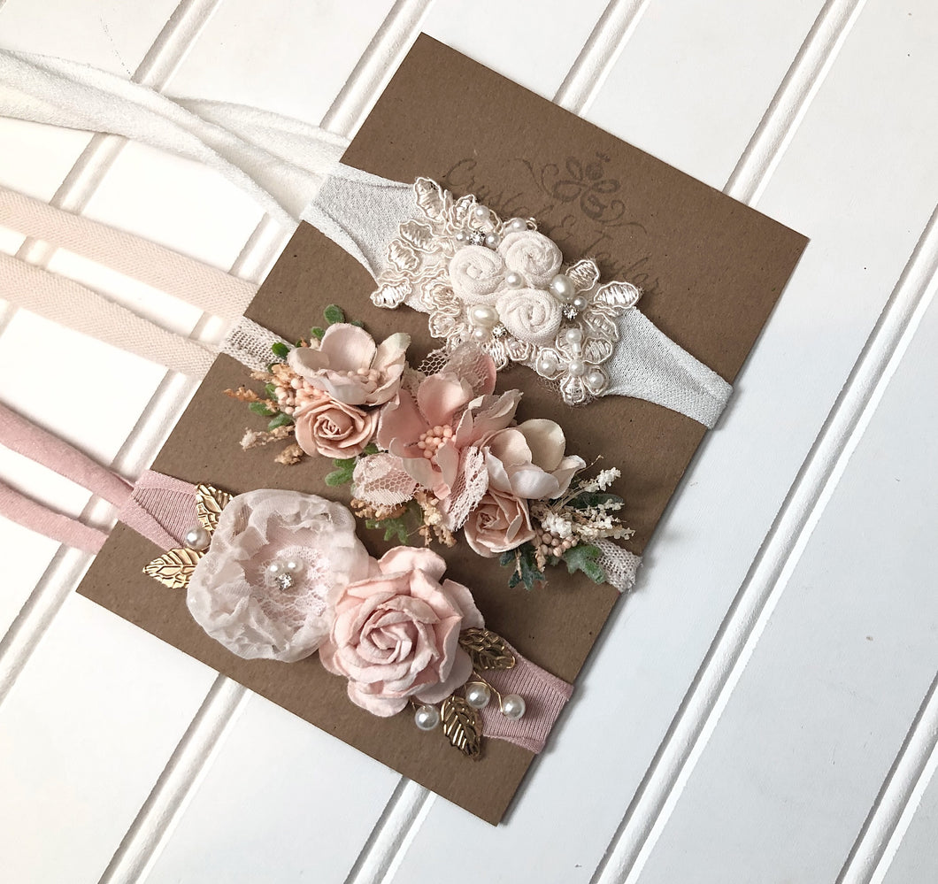 Tiebacks in Peach, Blush and Ivory
