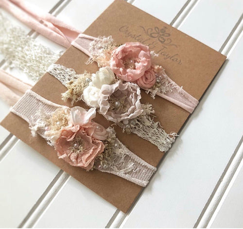 Tiebacks in Peach, Blush and Ivory