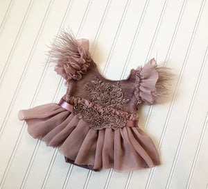 Daphne Romper in Mauve with Belt & Tieback